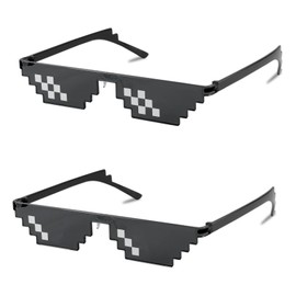 FEISEDY 2PACK Thug Life Sunglasses Funny Pixelated Mosaic Gamer Glasses Party Disco Cool B2876-F2