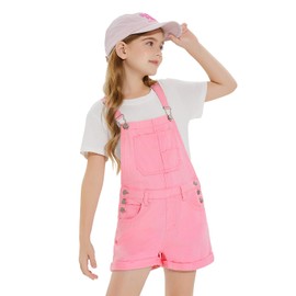 Haloumoning Girls Denim Overalls Kids Summer Sleeveless Rompers Overall Shorts 5-14 Years