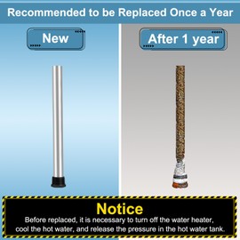 Persimcx RV-5 2PCS RV Water Heater Anode Rod, 9.25"L x 3/4" NPT Magnesium Anode Rod for RV Water Heater with Wrap Teflon Tape