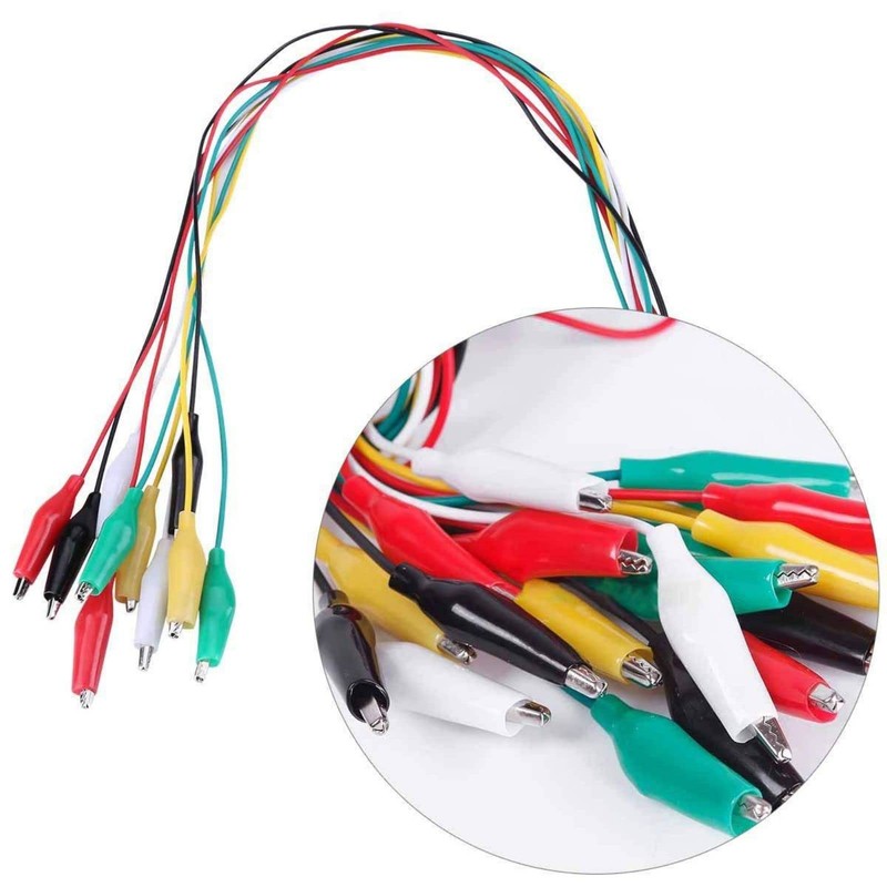 Pack of 30 Alligator Clips with Cable, Test Leads with