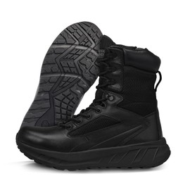 Belleville MAXX 6Z 6" Ultra-Cushioned Maximalist Black Tactical Boots for Men with Zipper - Designed for Police, EMS, and Security with Slip-Resistant Vibram Outsole, Black - 12 R