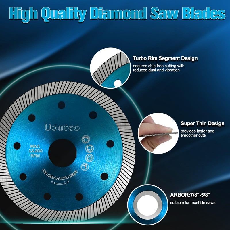 Uouteo 20 Pcs Diamond Saw Blade, 4.5 Inch Super Thin