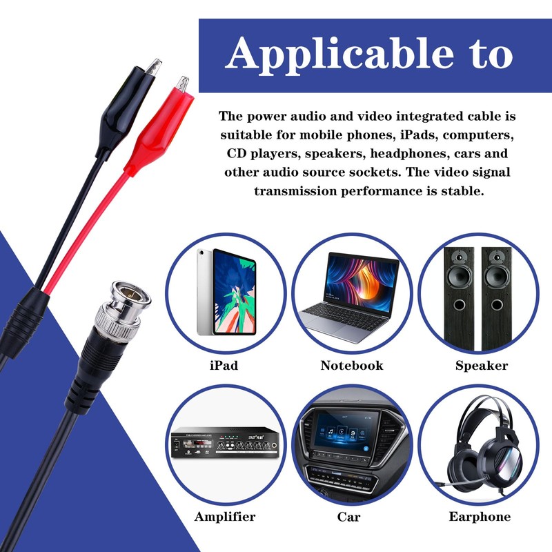 Pack of 2 BNC Q9 to Double Alligator Clip Test