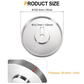 HARFINGTON Diamond Lapidary Wheel 6 Inch x 1 Inch with 1/2" Arbor Hole 60 Grit Jewelry Grinding Wheels, for Stone Marble Gem Glass Ceramics Crystal Cemented Carbide Steel