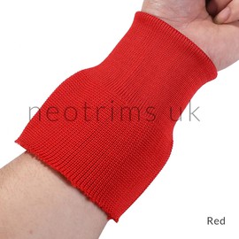 Rib Knit Cuff Pair for Replacement Repair Cuffing Old Jackets Bombers. No Side Seams, Seamless Tubular Ribbing Fabric. Also for para Jackets and Denison Smock, Neotrims (Red, 2 Pieces)