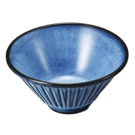 Hama Pottery Hasami Ware 391101 Rice Bowl, Blue Carved, Small, 5.1 inches (13 cm)
