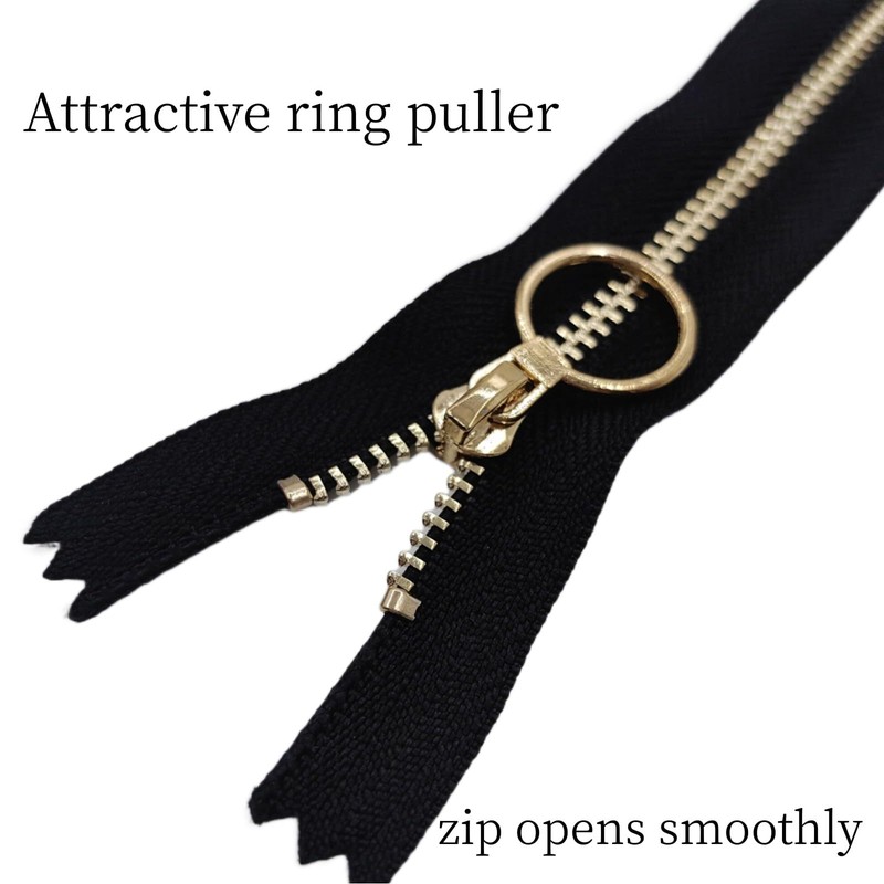 10PCS 8Inch (20cm) Metal Zippers Black#3 Golden Plated Bulk Close
