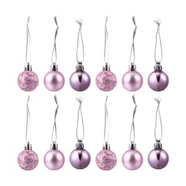 EXCEART Pack of 48 Christmas Tree Pendant Baubles Shatterproof Decorative Baubles Glitter Christmas Baubles Tree Baubles Plastic Tree Decoration Box Set Christmas Tree Pendant in Shiny Matt 3 cm Pink