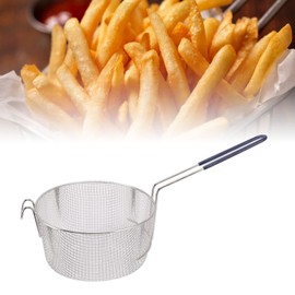 Deep Frying Basket Stainless Steel Drain Frying Basket Reusable French Fry Chips Baskets Net Kitchen Accessories Deep Fryer Basket for Fish Chicken Nuggets(with Hook)
