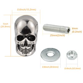 Arenbel Skull License Plate Bolts Car Tag Screw Motorcycle Frame Fasteners Nuts Kit Fit Vehicles Motorcycle Trucks SUV, 4Pcs Silver