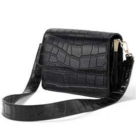 Telena Crossbody Bags for Women Vegan Leather Purses Handbag with Adjustable Strap Crocodile Black
