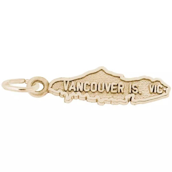 Rembrandt Gold-Plated Sterling Silver Vancouver Island Map Charm by Rembrandt
