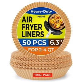 Air Fryer Liners for Najia, 50 PCS Air Fryer Paper Liners Disposable - 6.3 Inch Round Parchment Sheets for 2-4 qt Basket, Oil Proof Airfryer Paper Liner for Baking Cooking Food
