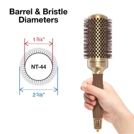 Olivia Garden NanoThermic Ceramic + Ion Round Thermal Hair Brush - Not Electrical - Professional Blowout Brush for Normal to Thick Hair - 1 3/4"-Diameter Barrel - NT-44