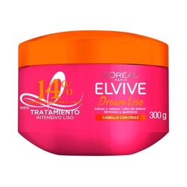 L'Oréal Paris Elvive Dream Liso Mascarilla Capilar, Efecto Keratina Anti Frizz Hasta por 72h, Resistente a la Humedad, Cabello Liso y Brillante, 300ml