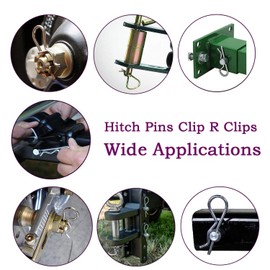 Alloygold 90 Pcs 5 Sizes Colour Cotter Pins R Clips Heavy Duty Zinc Plated Retainer Pins Hitch Pin Hair Pin Assortment Spring Clip Kit for Hitch Pin Lock System, Garage,Trucks, Small Engine Repair