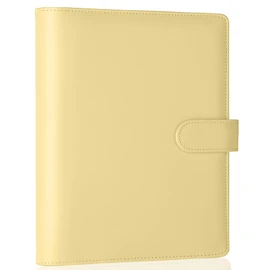 Antner A5 PU Leather Binder 6-Ring Notebook Binder Cover for A5 Filler Paper, Refillable A5 Personal Planner Budget Binder with Magnetic Buckle Closure, Yellow