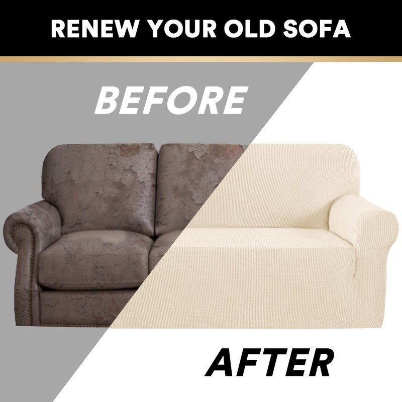 PrinceDeco Stretch Sofa Cover Slipcover Couch Covers for 3 Cushion