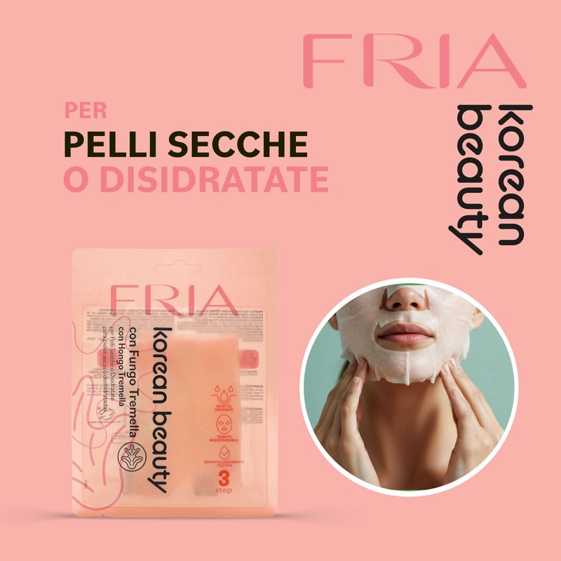 Fria Korean Beauty Maschera Viso Effetto Idratante, con Fungo Tremella