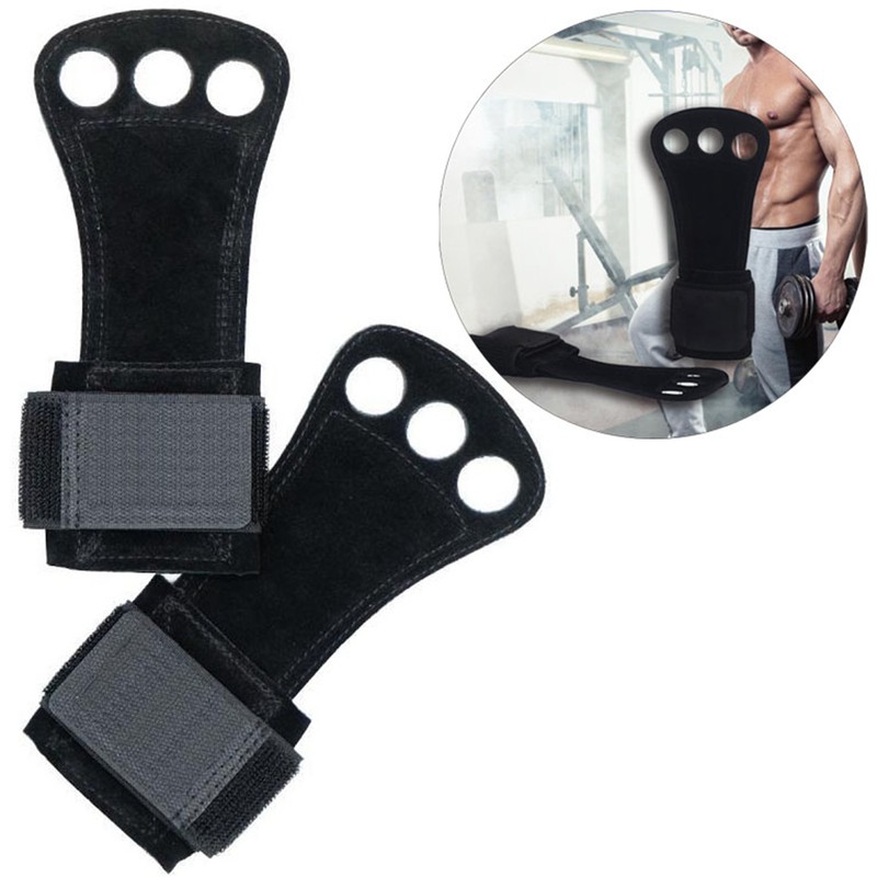 Weight Lifting Hand Grip 3 Holes Leather Gymnastics Grips Hand