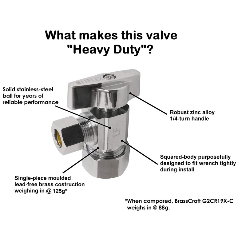 Heavy Duty Chrome Plated Brass 1/4 Turn Angle Valve (1/2"