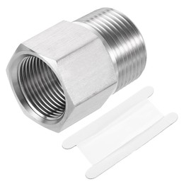 sourcing map Pipe Fitting Reducing Adapter, 3/4" NPT Male x M22 Female 304 Stainless Steel Reducer Connector for Water Oil Air Pressure Gauge, Silver