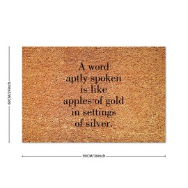 DecStic A Word Aptly Spoken is Like Apples of Gold Coir Mat Doormat Quotes Saying Rustic Weather Resistant Non Slip Mat for Outside Home High Traffic Area 24x36in