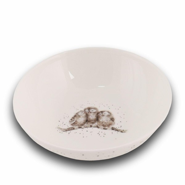 Wrendale Designs Porcelain Cereal Bowl Flat Owl Design Approx. 15.3 cm D 400ml by British Artist Hannah Dale for Cereal Dessert Dessert Ice Cream Snacks & Soups or as a Gift