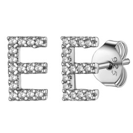 Supcare Letter Earrings Silver 925 Girls Stud Earrings with Zirconia A-Z Small Initial Alphabet Earrings Letter Initial Earrings Ear Piercing Fashion Jewellery for Women, Sterling Silver, Cubic