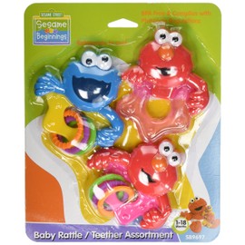 Sesame Beginnings 3 Piece Teether and Rattle Set