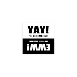Dishwasher Magnet Clean Dirty Sign - 2.5 x 2.5 Inch Square Black and White Refrigerator Magnets - Yay/EWW Funny Housewarming - Suitable for All Dishwashers !