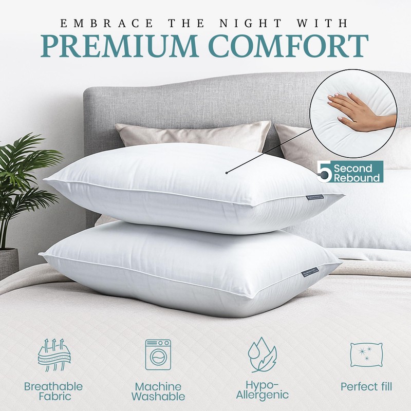 OFNEED Queen Size Pillows Set of 2 Down Alternative –