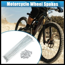 Hihaha 36pcs 14G J Bend Bicycle Galvanized Spokes 190mm 7.48" Cycle Spokes with Brass Nipples Steel Spokes for Mountain Bike MTB Durable Material