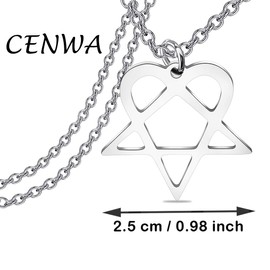 CENWA Heart Pendant Necklace Stainless Steel Magic Star Pendant Necklace Jewelry, Stainless Steel, No Gemstone