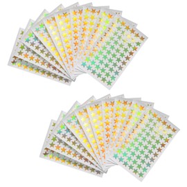 Funstreet 1200 Pcs Gold Star Stickers 20 Sheets Small Holographic Star Sticker for Student Reward Behavior Chart School Teacher Supplies 0.5" Diameter