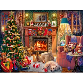 Ravensburger - Christmas Eve - 1500 Piece Jigsaw Puzzle - Quaint Home for The Holidays Scene Featuring Toys, a Tree and The Family Pets - Premium Quality - Ages 12+