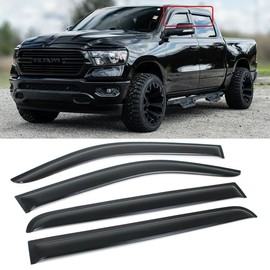 Fits for 2019-2025 Ram 1500 4 Door Crew Cab Stick-on Window Visor Rain Guards Wind Deflectors/Sport Tradesman/Warlock/Rebel/Limited/Lone Star/Big Horn Crew Cab
