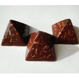 3 Red Sun Small Pyramids Orgone Generator Energy Accumulator Made 7.83Hz 432Hz 528Hz Frequency with OM Chants Perfect Gifting Tool!!