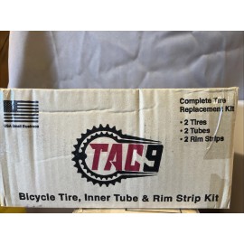 TAC 9 Bike Tires, 26" x 2.00" Alpha Bite MTB - Tire, Tube and Rim Strip Bundle