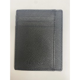 Albrint PF06 Black Cross Hatch Leather Front Pocket Wallet