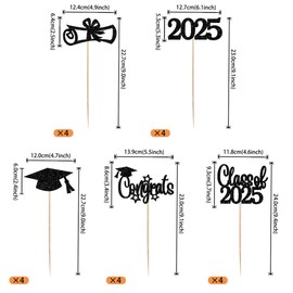 15 PCS 2025 Graduation Centerpiece Sticks Diploma Grad Cap Class of 2025 Table Flower Centerpieces Congrats 2025 Senior Graduation Floral Decorations for 2025 Graduation Theme Party Supplies Black
