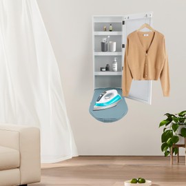 Ironing Board Cabinet,Large Capacity Wall Mounted Ironing Board,Multifunctional Storage Cabinet with Mirror for Home, Apartment,Small Spacesnt