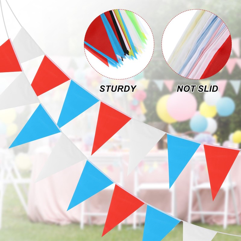 PATIKIL Pennant Banner Flags 100ft, 60 Pcs String Hanging Triangle