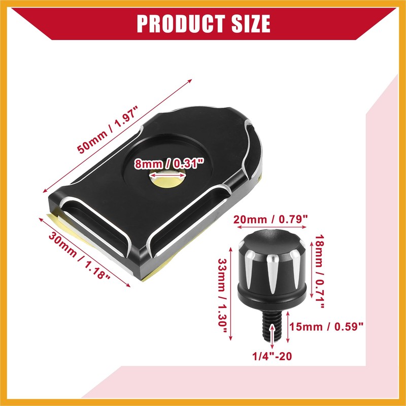 Partuto Motorcycle Seat Bolt with Knob Cover for Harley/Rear /