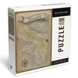 Lantern Press 1000 Piece Jigsaw Puzzle, Bonaire, Dutch Caribbean, Treasure Map