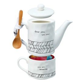 Pavilion Gift Company Dear You Tea for One, 3 Piece Set, White
