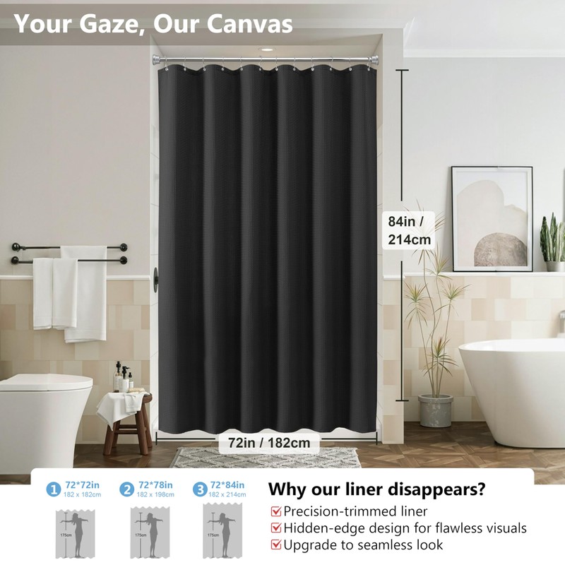 VANZAVANZU Luxury 3 in 1 Shower Curtain Set 3D Textured