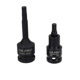 M6 6mm Short (53mm) + Long (78mm) Impacted Hex Allen Key Sockets 1/2" Drive