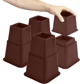 Utopia Bedding Adjustable Bed Furniture Risers - Elevation in Heights 3, 5 or 8 Inch Heavy Duty Risers for Sofa and Table - Supports up to 1,300 lbs - (Set of 4 Riser, Reddish Brown)