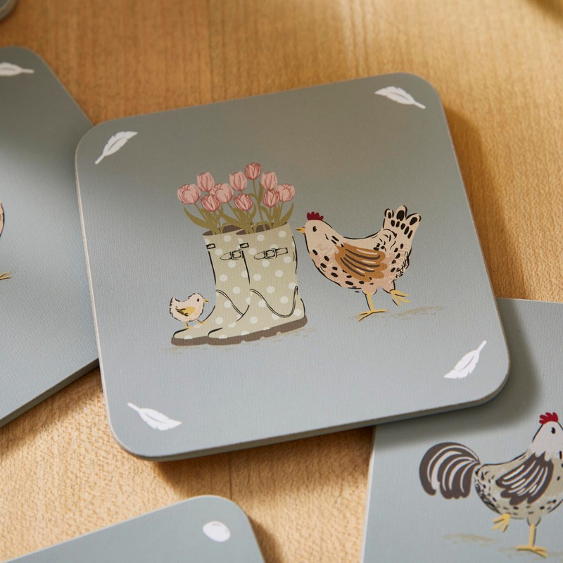 Cooksmart Hen House Lane Set of 4 Cork Coasters |